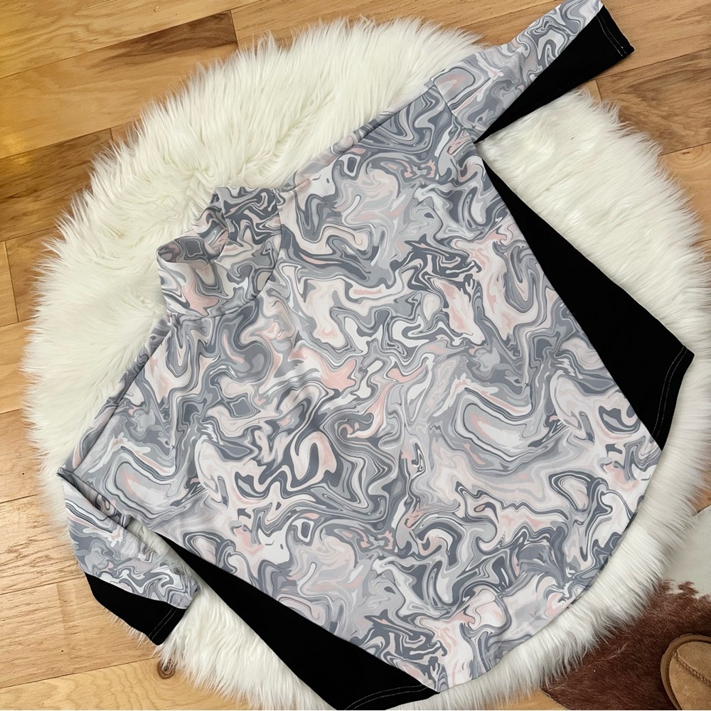Tuckernuck Sport Hazy Marble Ally Swing Mock Neck Sweatshirt Size XS/S
